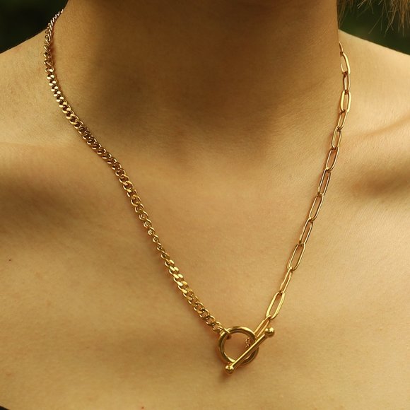 CHARLOTTE T-Bar Mix Chain Necklace - Picture 4 of 10